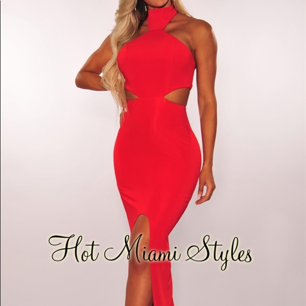 Red long Cut Out Prom Dress Hot Miami Styles